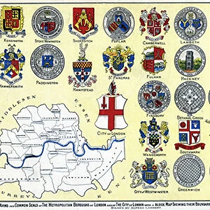 The Arms and Common Seals of the Metropolitan Boroughs of London, (litho)