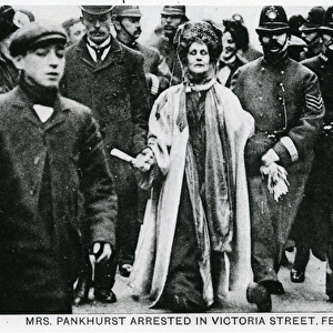 Arrest of Mrs Emmeline Pankhurst in Victoria Street, 13th February 1908 (b / w photo)