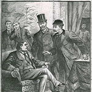 The arrest of Oscar Wilde: The pet of London society, one of our most successful playwriters and poets, arrested on a horrible charge (engraving)