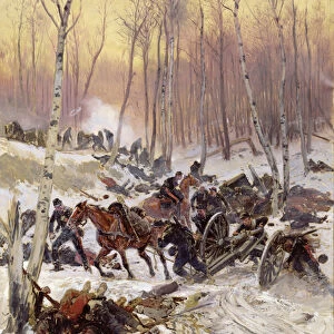 Artillery Combat in a Wood during the Siege of Paris, 1870-71 (oil on canvas)