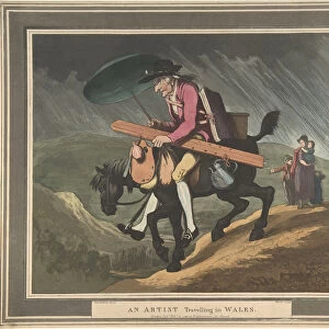 An Artist Travelling in Wales, pub. 1799 (hand coloured etching