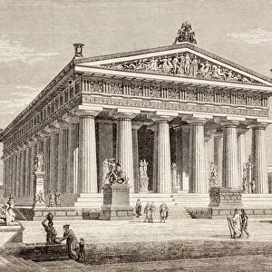 Artists impression of the Temple of Poseidon, Paestum, from El Mundo Ilustrado