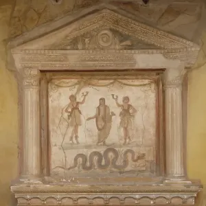 Roman Household Shrine Print, Pompei, 1st century BC Roman Household Shrine Print, Pompei, 1st century BC