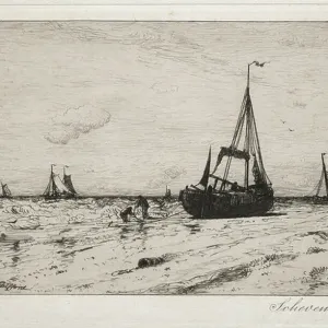 Robert Swain Gifford Print: Scheveningen Etching Robert Swain Gifford Print: Scheveningen Etching