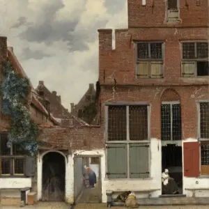 Ansicht der Häuser in Delft, bekannt als Die kleine Straße, um 1658 (Öl auf Leinwand) Ansicht der Häuser in Delft, bekannt als Die kleine Straße, um 1658 (Öl auf Leinwand)