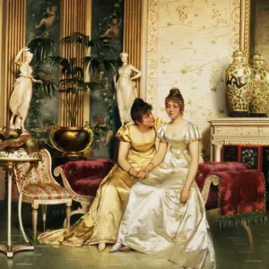 A Shared Confidence Print, a French watercolour reproduction