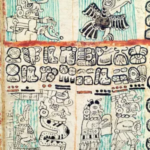 Detalle de un códice maya (vellum). Detalle de un códice maya (vellum).
