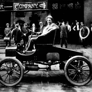 Henry Ford in 1907, Print of Early Automobile Factory Visit Henry Ford in 1907, Print of Early Automobile Factory Visit