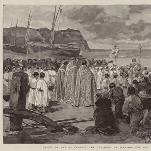 Ascension Day at Etretat, the Ceremony of Blessing the Sea (engraving)