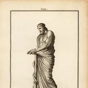 Asclepius, Greek god of medicine with serpent-entwined staff