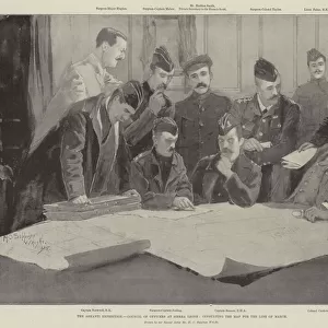 The Ashanti Expedition, Council of Officers at Sierra Leone, consulting the Map for the Line of March (litho)