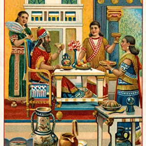 Assyrian tableware, 14th-13th Century BC (chromolitho)