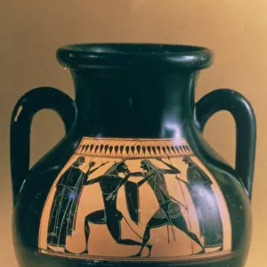 Attic black figure amphora depicting Theseus and the Minotaur, c. 540-30 BC (earthenware)