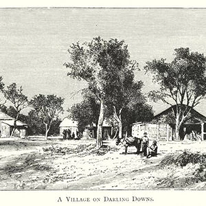 Australia: A Village on Darling Downs (engraving)