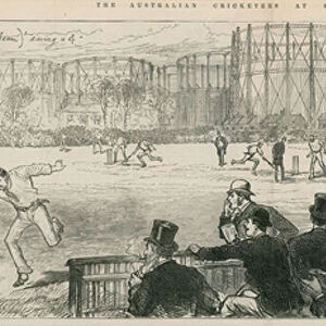 Australian Cricketers at Kennington Oval: Lord Harris (Captain of the English team) saving a 4 (engraving)