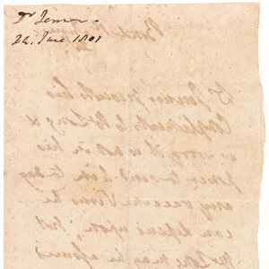 Autograph letter to Mr Long, Bond Street, 1801 (verso)