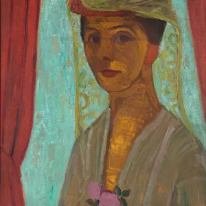 "Autoportrait au chapeau et voilette"(Self-portrait with hat and veil) Peinture de Paula Modersohn-Becker (1876-1907) - 1906-1907 - Oil on cardboard Dim 89, 6x79, 8 cm Gemeentemuseum Den Haag (La Haye) Pays Bas