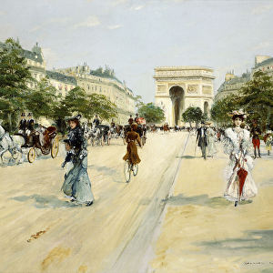 Avenue of the Bois de Boulogne; Avenue du Bois de Boulogne, (oil on canvas)