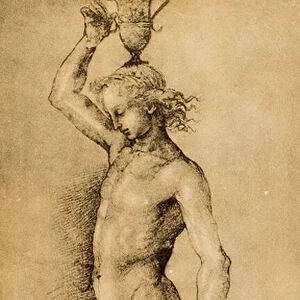Bacchus known as "l Idolino", drawing by Raphael. Gabinetto dei Disegni e Stampe, Uffizi Gallery, Florence