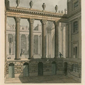 Bank of England, Lothbury Court (coloured engraving)