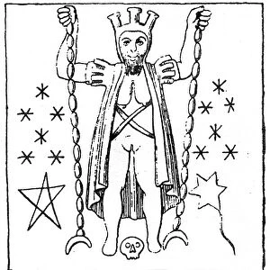 The Baphomet of the Templars, illustration of a carved scene from a marble goblet in