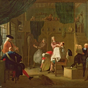 The Barber Shop (oil on canvas)