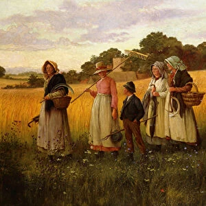 Barley Cutters Returning from Work, 1882 (oil on canvas)