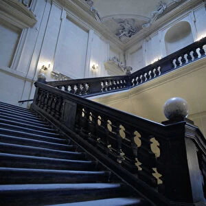 Baroque architecture: staircase (17th century). Saint Pierre Abbey (Saint Pierre). Lyon, Rhone (69)