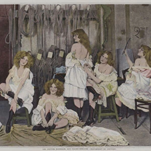 The Barrison Sisters at the Folies-Bergere during a costume change (colour photo)