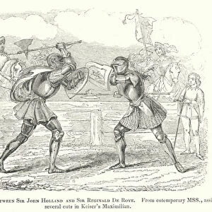 Battle-axe Fight between Sir John Holland and Sir Reginald De Roye (engraving)