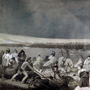 Battle of Berezina, the French army is trying to cross the river on November 28, 1812