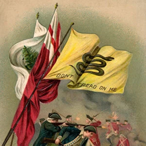 Battle of Bunker Hill with Gadsden Flag, 1899 (chromolithograph)
