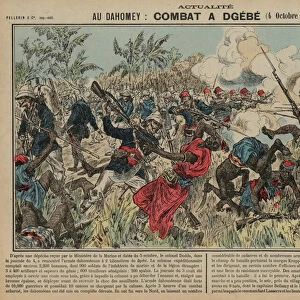 Battle of Dgebe, Dahomey, Second Franco-Dahomean War, 4 October 1892 (coloured engraving)