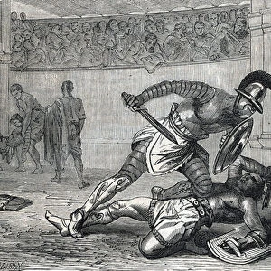 The Battle of the Gladiators in the Arena (engraving) 1864