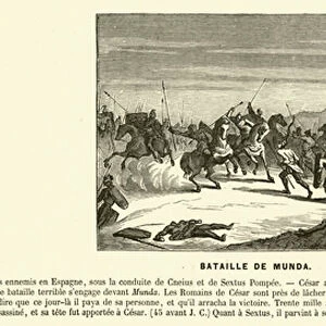 Battle of Munda, Spain, Caesars Civil War, 45 BC (engraving)