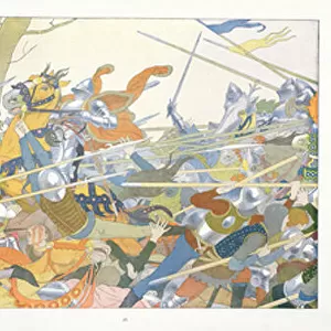 The Battle of Patay, illustration from Jeanne d Arc, c. 1910 (colour litho)