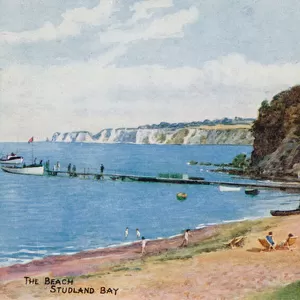 The Beach, Studland Bay (colour litho)