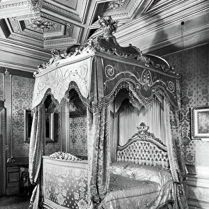 A bedroom, Alnwick Castle, Northumberland, from The English Country House (b/w photo)