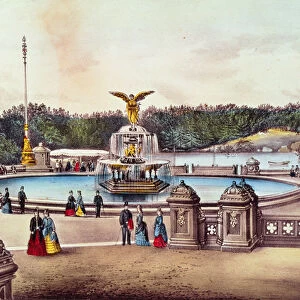 Bethesda Fountain, Central Park, New York, published by Nathaniel Currier (1813-88)