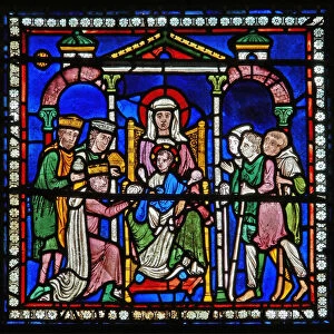 Detail from one of the Bible Windows depicting the adoration of the Magi