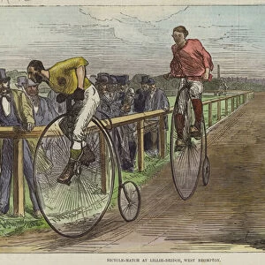 Bicycle Match at Lillie Bridge (coloured engraving)