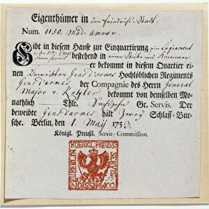 Billeting voucher, 1759 (print and pen & ink)