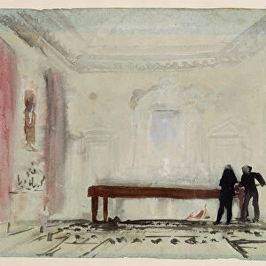 Billiard players at Petworth House, 1830 (gouache)