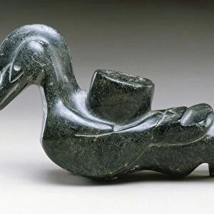 Bird effigy pipe, 100-600 (steatite)