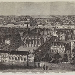 Bird s-Eye View of Exeter College, Oxford University (engraving)