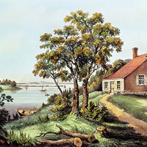 The Birthplace of Washington at Bridges Creek, Westmoreland Co. Va (colour litho)