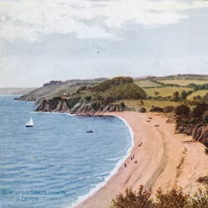 Blackpool Sands, from W,s Devon (colour litho)