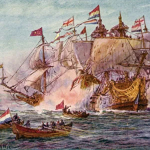 Blake and Tromp, period of the Dutch Wars (colour litho)