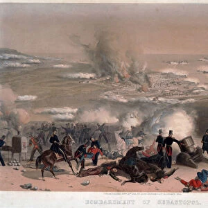 Bombardment of Sevastopol - Anonymous - 1854 - Colour lithograph - 83x117
