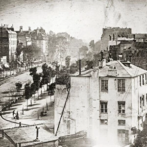 Boulevard du Temple by Daguerre, 1838 (print from a daguerreotype)